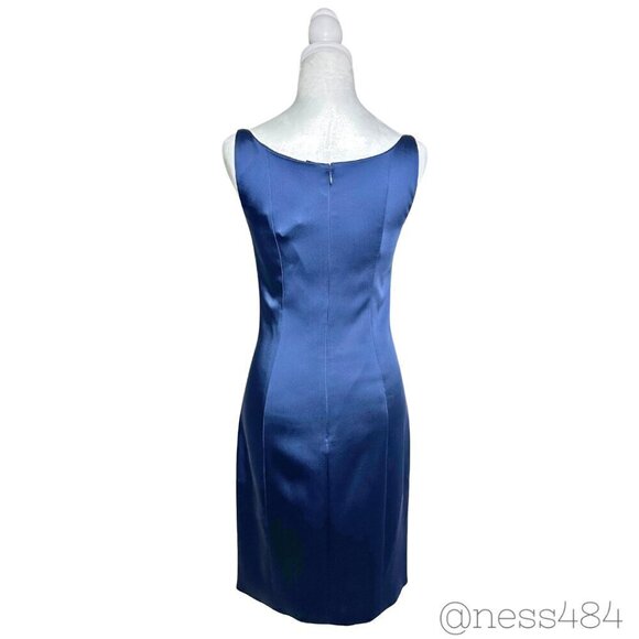 NWT Elie Tahari Rena Stretch Satin Cobalt Blue Dress / Size 2 - Picture 3 of 7
